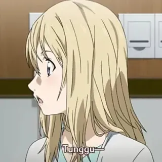 🤍 Tunggu anime, blonde, woman, expression, wait telegram sticker