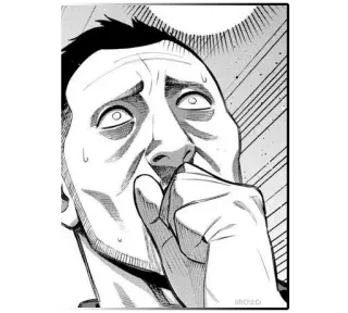 😱 uomo, fumetto, preoccupato, sospettoso, ritratto, illustrazione telegram sticker