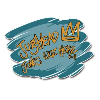 🃏 JusHead Jones WUZ HERE граффити, теггинг, искусство, корона, стрит-арт telegram sticker