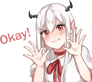 😉 Anime, Gadis iblis, Tanduk, Kawaii, Imut telegram sticker