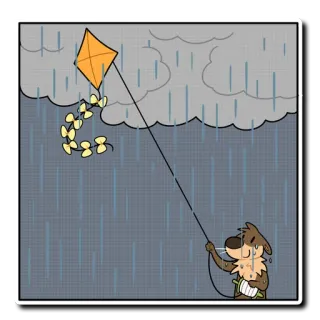 🌧 dog, kite, rain, storm, cartoon, sad telegram sticker