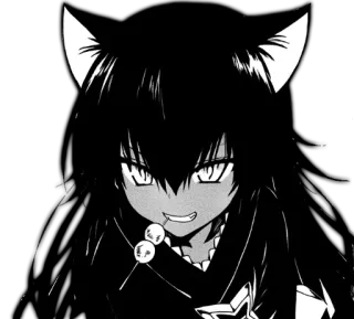 😼 anime, manga, catgirl, black and white, character, fantasy telegram sticker