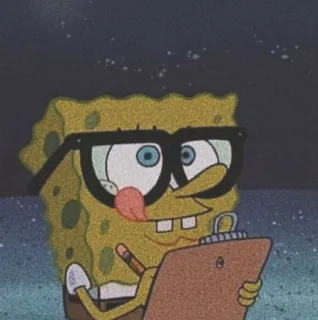 🥢 Spongebob spongebob, cartoon, character, writing, glasses whatsapp sticker