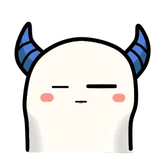 😑 cartoon, monster, cute, blue horns, character telegram sticker