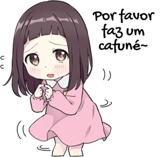 😌 Por favor faz um cafuné~ Anime, Mädchen, Süß, Anfrage, Chibi whatsapp sticker