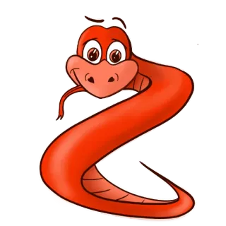 😜 serpent, dessin animé, rouge, animal, reptile, animé whatsapp sticker