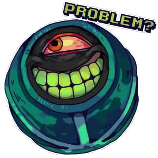 😬 PROBLEM? Problema, Meme, Desenho animado, Engraçado, Personagem, Olho, Monstro telegram sticker