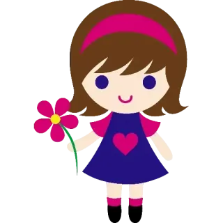 Ⓜ️ Mädchen, Blume, niedlich, Kind, Cartoon whatsapp sticker