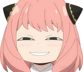 😏 Anya Forger Spy x Family Anime, Spy x Family, Anya Forger, Dessin animé, Cheveux roses, Mignon, Sourire telegram sticker