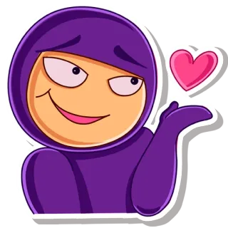 😘 紫, ハート, 愛, キャラクター, 漫画, 笑顔 whatsapp sticker