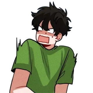 😱 Мультфильм, Аниме, Мальчик, В шоке, Удивлен, Персонаж telegram sticker