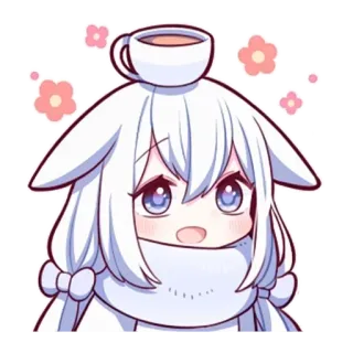 ☕️ anime, lindo, chica, té, kawaii, taza telegram sticker