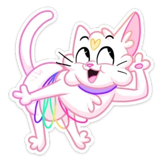 👂 кот, радуга, милый, наклейка, мультфильм, животное telegram sticker