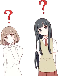 🤔 อนิเมะ, เครื่องหมายคำถาม, สับสน, ชุดนักเรียน, สาวอนิเมะ, กำลังคิด telegram sticker
