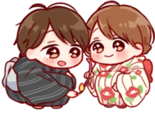 🏄‍♂ Anime, Kimono, Bengala, Lindo, Kawaii, Ilustración whatsapp sticker