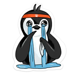 😭 펭귄, 울음, 슬픔, 눈물, 귀여운, 동물, 감정적 telegram sticker