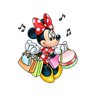 🔊 Minnie Mouse Minnie, cartoni animati, Disney, shopping, borse, carino telegram sticker