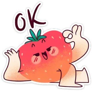 🍓 OK morango, ok, fruta, fofo, comida, desenho animado telegram sticker