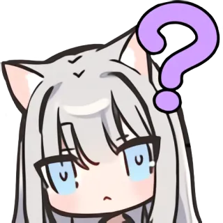 ❓ Аниме, Девушка-кошка, Вопросительный знак, Милый, Смущённый, Стикер telegram sticker
