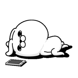 😐 漫画, 動物, ウサギ, 横たわる, 可愛い, 電話 telegram sticker