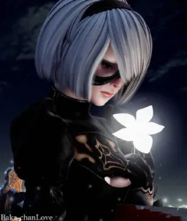 🎨 2B Nier: Automata Baka-chanLove Anime, Robot, Postać, 2B, Nier Automata, Gra wideo telegram sticker