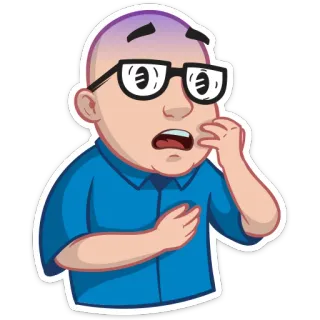 😓 person, cartoon, scared, glasses, worried, anxious, expression whatsapp sticker