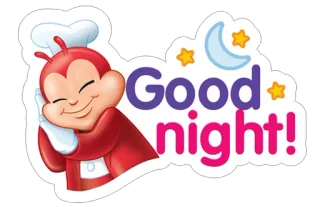 😴 Good night! good night, sleep, moon, stars, cartoon, Jollibee telegram sticker