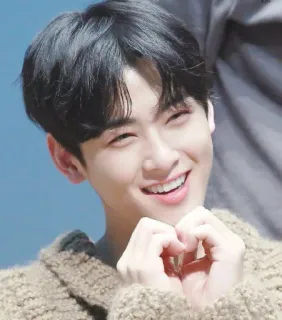 💖 Cha Eun-woo K-POP, 俳優, 歌手, アイドル, ハート, 指ハート telegram sticker