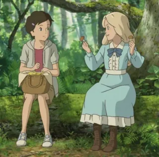 🗻 When Marnie Was There 动漫, 玛尼, 女孩, 吉卜力工作室, 蘑菇, 森林 telegram sticker