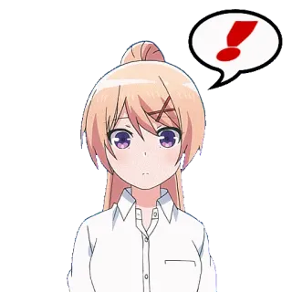 ❗️ 动漫, 卡通, 角色, 感叹号, 警告, 女孩 telegram sticker