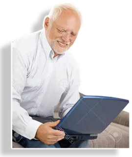 😶 Hide the Pain Harold Интернет мем, Стоковое фото, Hide the Pain Harold, Ноутбук, Улыбка telegram sticker
