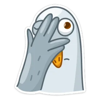 🤦 pássaro, pato, facepalm, envergonhado, desapontado, desenho animado, adesivo whatsapp sticker