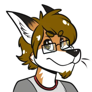 😐 Фурри, Антропоморфный, Лис, Мультфильм, Очки, Портрет telegram sticker