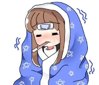🤒 doente, doente, termômetro, anime, desenho animado, resfriado, gripe telegram sticker