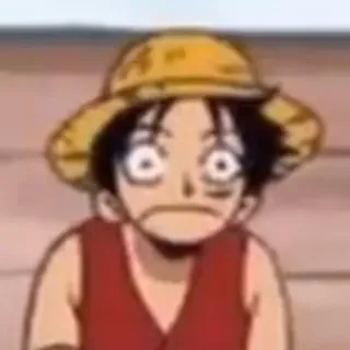 🙁 Monkey D. Luffy One Piece anime, One Piece, Monkey D. Luffy, Chapéu de Palha, engraçado, chocado telegram sticker