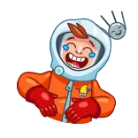 😂 astronauta, cartone animato, spazio, casco, ridere, emoji telegram sticker
