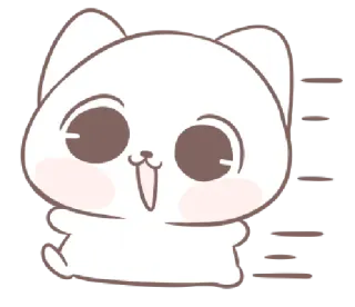 🐾 gato, fofo, desenho animado, animal, kawaii, branco, animado whatsapp sticker