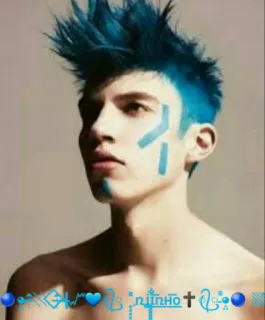 ⭕️ NIINHO Porträt, Mann, blaue Haare, Mode, Model telegram sticker