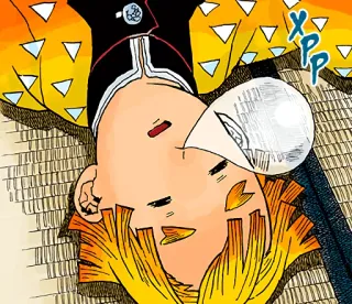 😴 Zenitsu Agatsuma Demon Slayer anime, demon slayer, zenitsu, funny, sleeping, exhausted telegram sticker