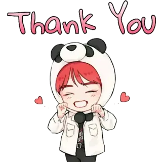 🙏 Thank You 감사합니다, 판다, 귀여운, 만화, 하트, 인사 telegram sticker