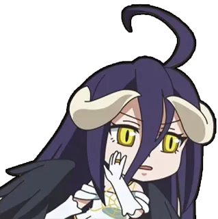 🤫 Albedo Overlord anime, chibi, demon, horns, cute, fantasy telegram sticker
