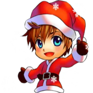 ❄ navidad, papá noel, fiestas, dibujos animados, anime, lindo, invierno, nieve telegram sticker