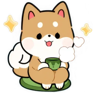 🍵 犬, 柴犬, 可愛い, かわいい, 動物, ペット, キラキラ telegram sticker