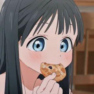 🍥 Anime, Garota, Comendo, Biscoito, Desenho animado telegram sticker