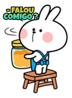 ❓ FALOU COMIGO ? conejo, dibujos animados, lindo, miel, pregunta telegram sticker