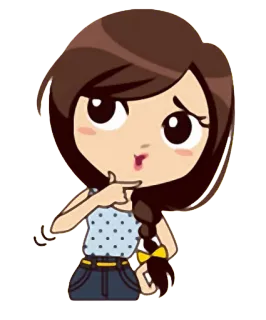 🤔 Dibujo animado, Chica, Linda, Trenza, Pelo, Jeans whatsapp sticker