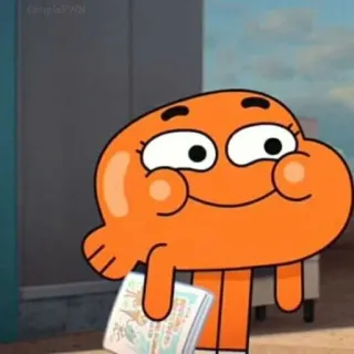 🙂 Darwin Watterson The Amazing World of Gumball kartun, oranye, ikan, senang telegram sticker