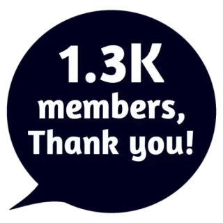 😵 1.3K members, Thank you! membros, obrigado, celebração, marco, comunidade telegram sticker
