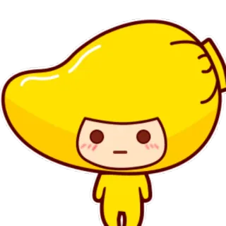 😐 манго, милый, стикер, каваий, фрукт, персонаж telegram sticker