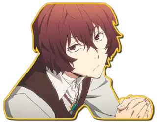 😕 Osamu Dazai Bungou Stray Dogs Anime, Osamu Dazai, Bungou Stray Dogs, Postać, Naklejka telegram sticker